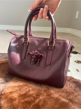 Authentic Versace Women's Handbag in Deep Burgundy